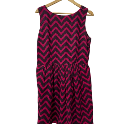 Gorman Womens  Size 14 Sleeveless Dress Pink and Burgundy, Chevron pattern 