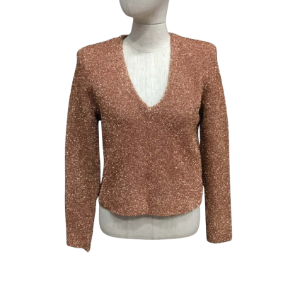 Scanlan Theodore Metalic Top  Size S Long Sleeve  Gold 