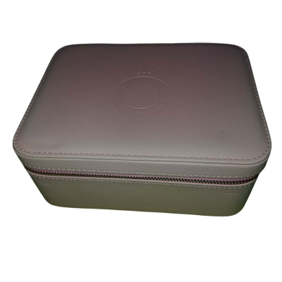 Pandora Jewellery Box Pink Beige Gold Hardware Zip Around Textured Good Condtion