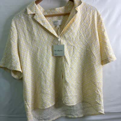 Karen Walker Womens Size 14 Button Up Top White / Yellow BNWT