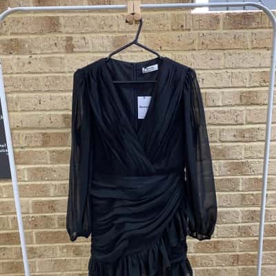 Showpo Womens Can I Be Your Honey Plunge Balloon Sleeve Mini Dress Size 14 