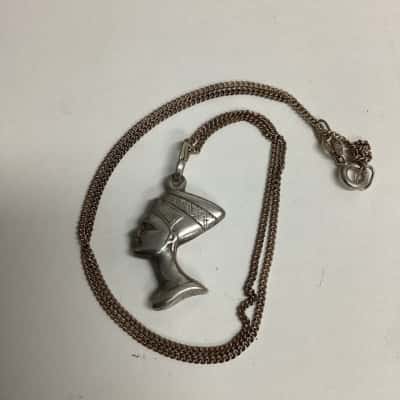 Queen Nefertiti Sterling Silver Pendant and Chain 40cm