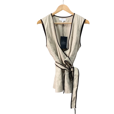 Witchery Womens  Size 14 Linen Wrap Top Beige RRP $149