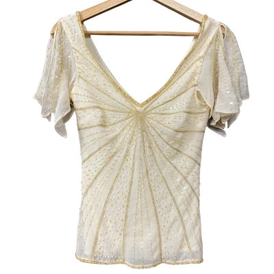 BNWT together Womens Size 8 Cream Beaded Top