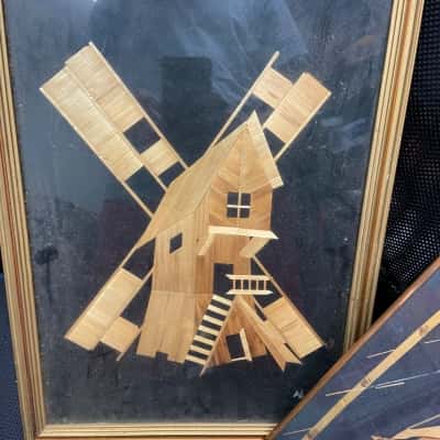 2 Soviet Union Wooden Paintings vintage