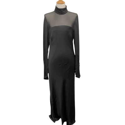 Meshki Patricia High Neck Satin Midi Dress - Size M 