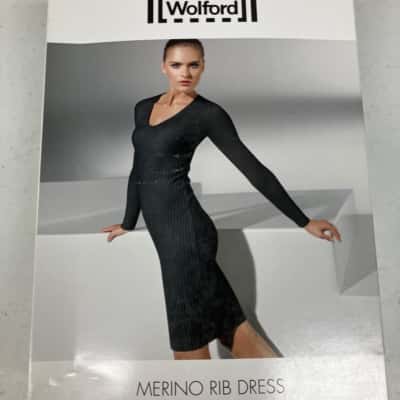 Wolford Merino Rib  Womens  Size S Long Sleeve Dress Black  