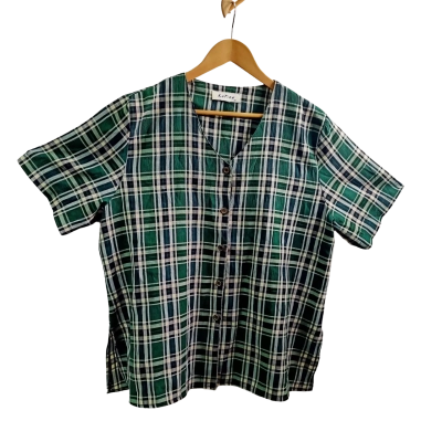 Vintage Katies Womens  Size 18 Short Sleeve Shirt Checked / Green 