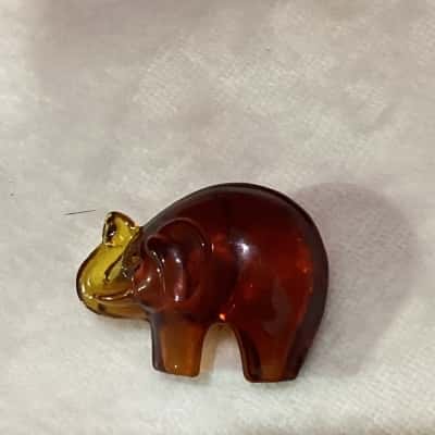 Small Amber Glass Elephant Figurine