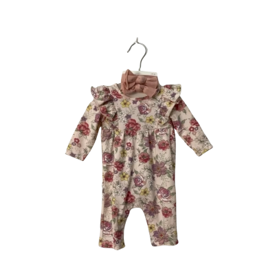 BNWT Kidding Around Kids Onsie with Headband Size 000  Pink  