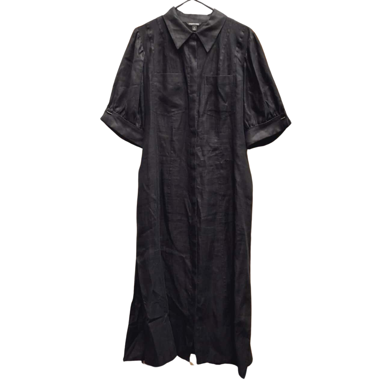 COUNTRY ROAD 100 Linen Long Line Black Shirt dress With Split Sides