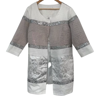  Patrice Breal Gepatchic White Metallic Jacket Size 46