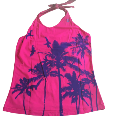BNWT Adidas Womens Pink Halter Top Palm Tree Size L   HTH