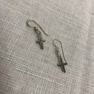 925 Marked Women's Earrings Cross