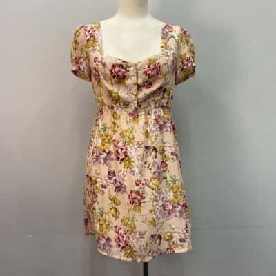 Minkpink Womens  Size 12 Mini Dress Floral / Pink  