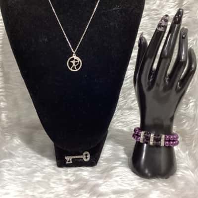  Womens Beaded Bracelet / Brooch / Necklace Other / Purple / Silver 