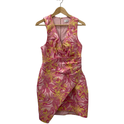 Sheike Womens  Size 10 Midi Dress Pink  / Yellow 