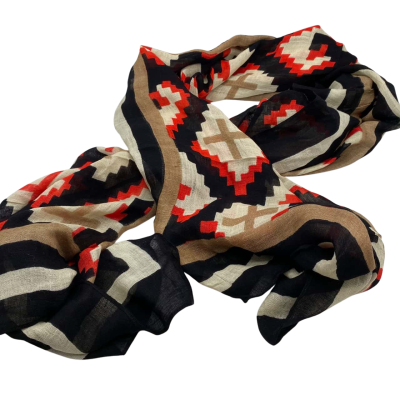 BNWT Country Road Womens  Size M Beige / Black  / Cream / Orange Geometric Scarf RRP $59.95