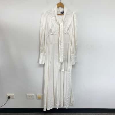 By Sara White Long Sleeve High Neck Maxi Dress  Size 12 