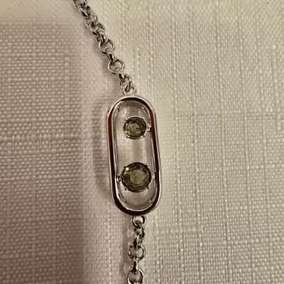 Mimco Womens Silver Necklace with Light Green Crystals (Brand New) 