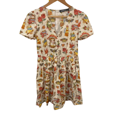Dangerfield Womens  Size 8 Dress Cream / Pattern 