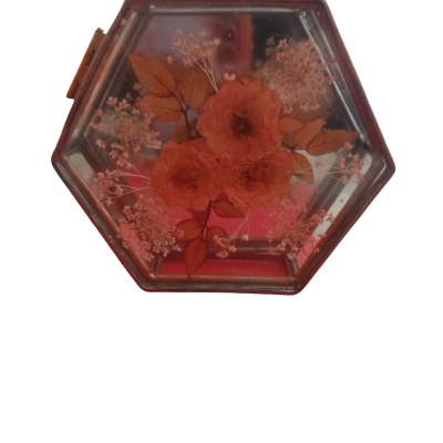 Hexagon Glass/Brass Trinket Box