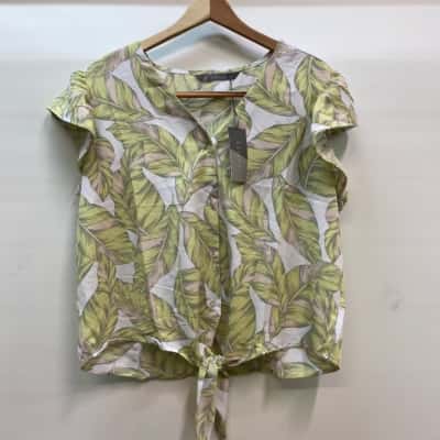 KATIES Live in Lime Style Top With Button And Lace Detail And Tie Font Size 16