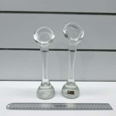 Vintage Dorosa Australia Clear Glass Jack In The Pulpit Bud Vases Bubble Base Pair