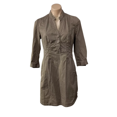 Pilgrim Womens Size 10 Brown Button up Bodice 3/4 Sleeve Mini Dress 