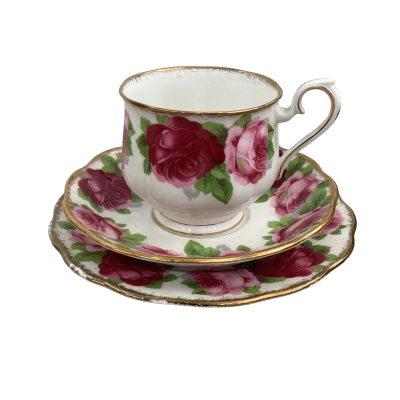 Vintage Royal Albert Old English Rose Teacup Triplet 