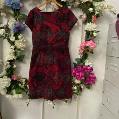 Ellen Tracy Womens  Size 10 Midi Dress Maroon 
