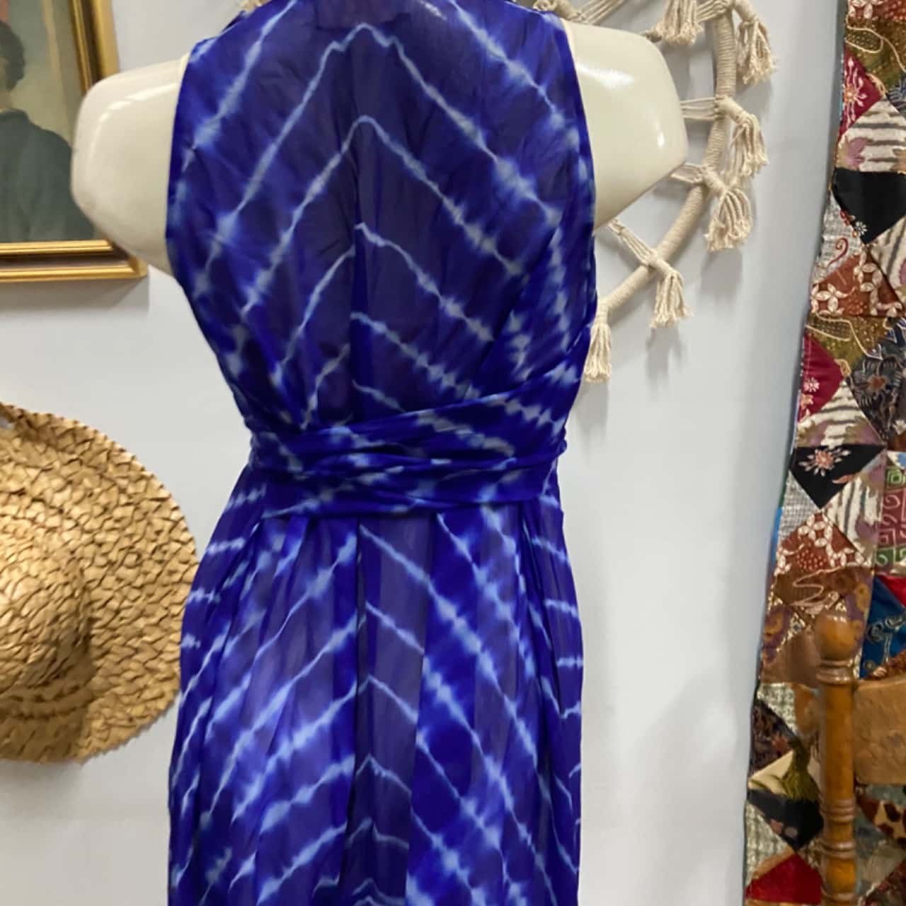 Willow tie Dye Silk dress with slip Womens Size 6 Blue