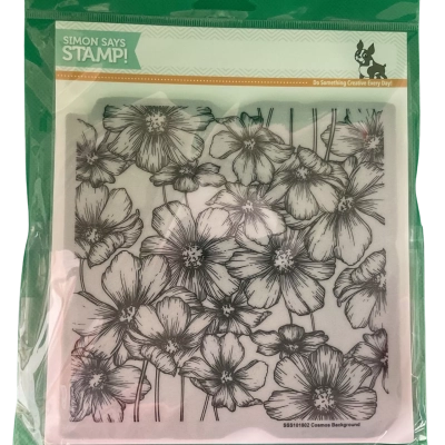 Brand New Stunning Retired Simon Says “Cosmos Background” Red Rubber Cling Stamp