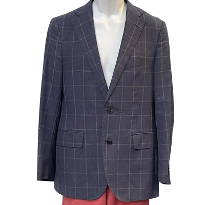 M.J. Bale Mens Size 38 Suit Jacket Checked/Navy Blue