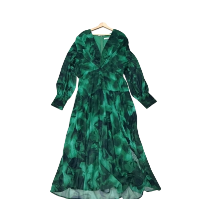 St.Frock  BNWT Size 18 Martina Maxi Dress Green Watercolour Chiffon