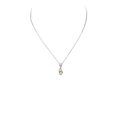 44cm 925 Silver Chain W/ Pandora Double C.Z Heart Drop Beautiful in Pandora Pouch