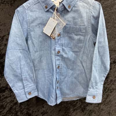  Jacadi Paris boys Size 3 button-up long sleeve blue shirt 