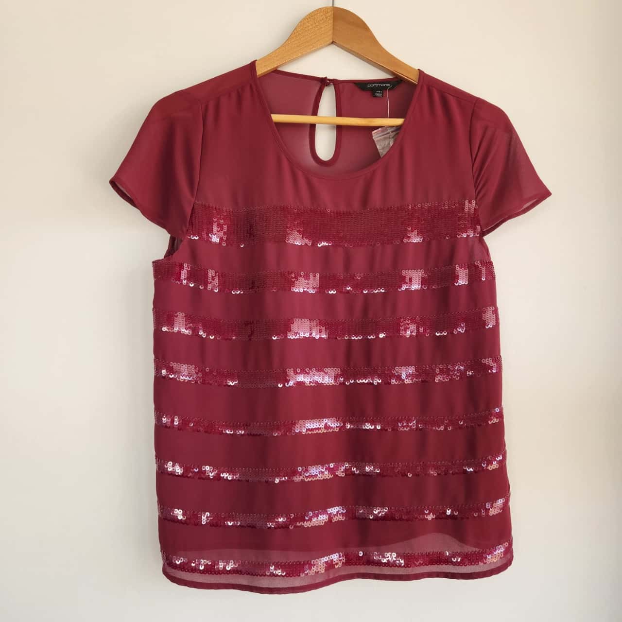 Blouse Femme T Tahari - Manches Ballon Transparentes - Marine - Taille M - Neuve Avec étiquettes (Prix Origine: 128$)