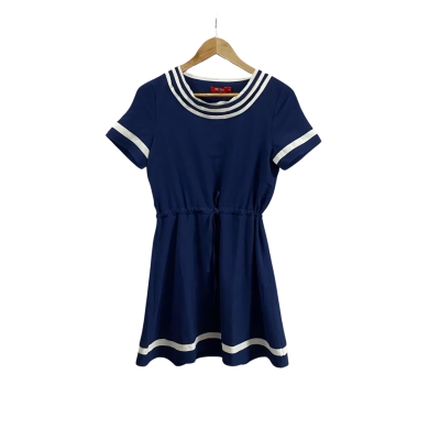  Womens  Size 8 Hstyle Short Sleeve Mini Dress Navy Blue