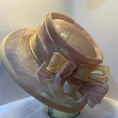 Elegance Collection Occasion Hat - Pink and Gold - Like New