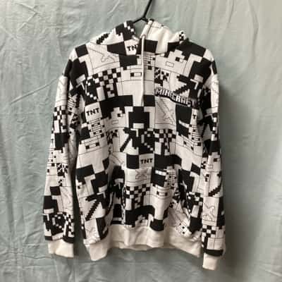  Mine craft Mens  Size L Hoodie Black  / White c