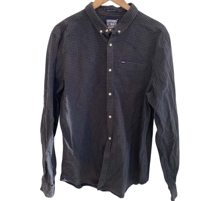 Superdry Mens  Size XL Checked Shirt Black / Checked 