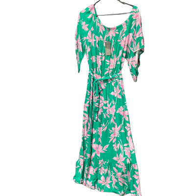 Katies Womens  Size 12 Flounce Sleeve Maxi Dress Floral / Green / Pink  