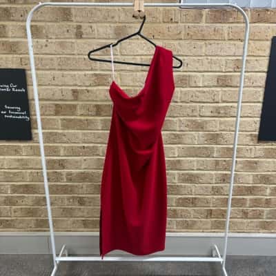 White Closet Womens red one shoulder dress Size 14 