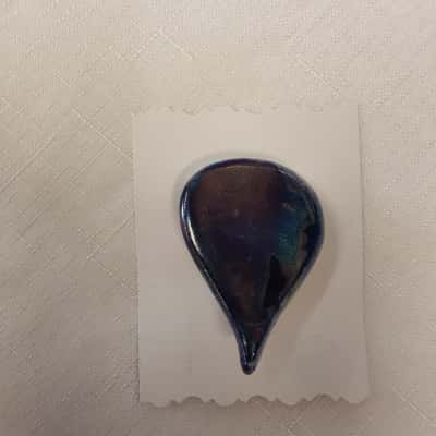 Artisan style iridescent Teardrop shape clay brooch