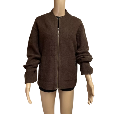 Marco Polo Womens  Size L Brown wool zip jacket 