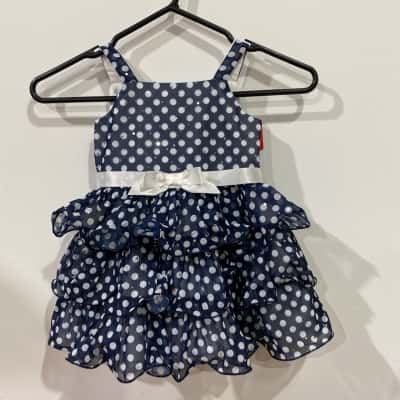 Ollies Place Polka Dot Ruffle Size 2 Blue RRP$34