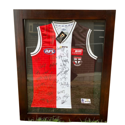 CLICK & COLLECT ONLY: AFL St Kilda Football Club Framed Signed Team Jersey  