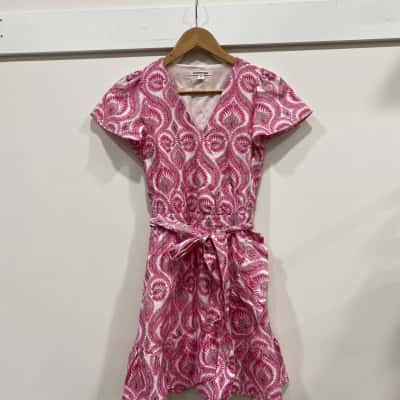 Country Road Womens  Size 14 Short Sleeve Dress  Pattern / Pink  / White 