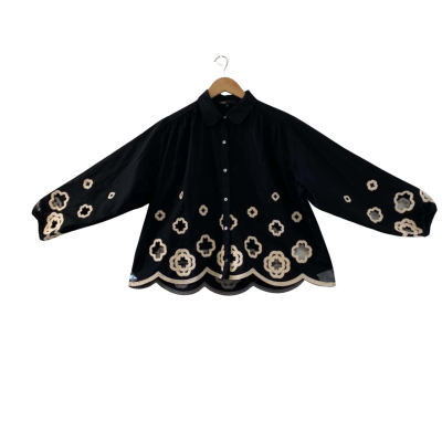 Maje Women's Size AU 3 / US 8/EUR 40 Chenilleraie Shirt Black (RRP $615 David Jones)
